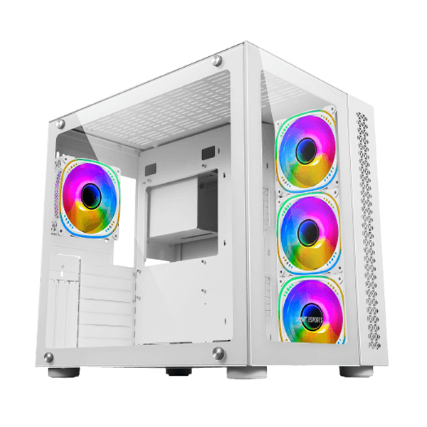Ant Esports Crystal ARGB White E-ATX Mid Tower Case